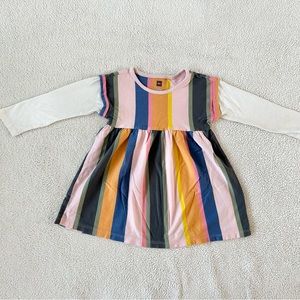 Tea Collection Striped Layered Sleeve Dress, Size 18-24M